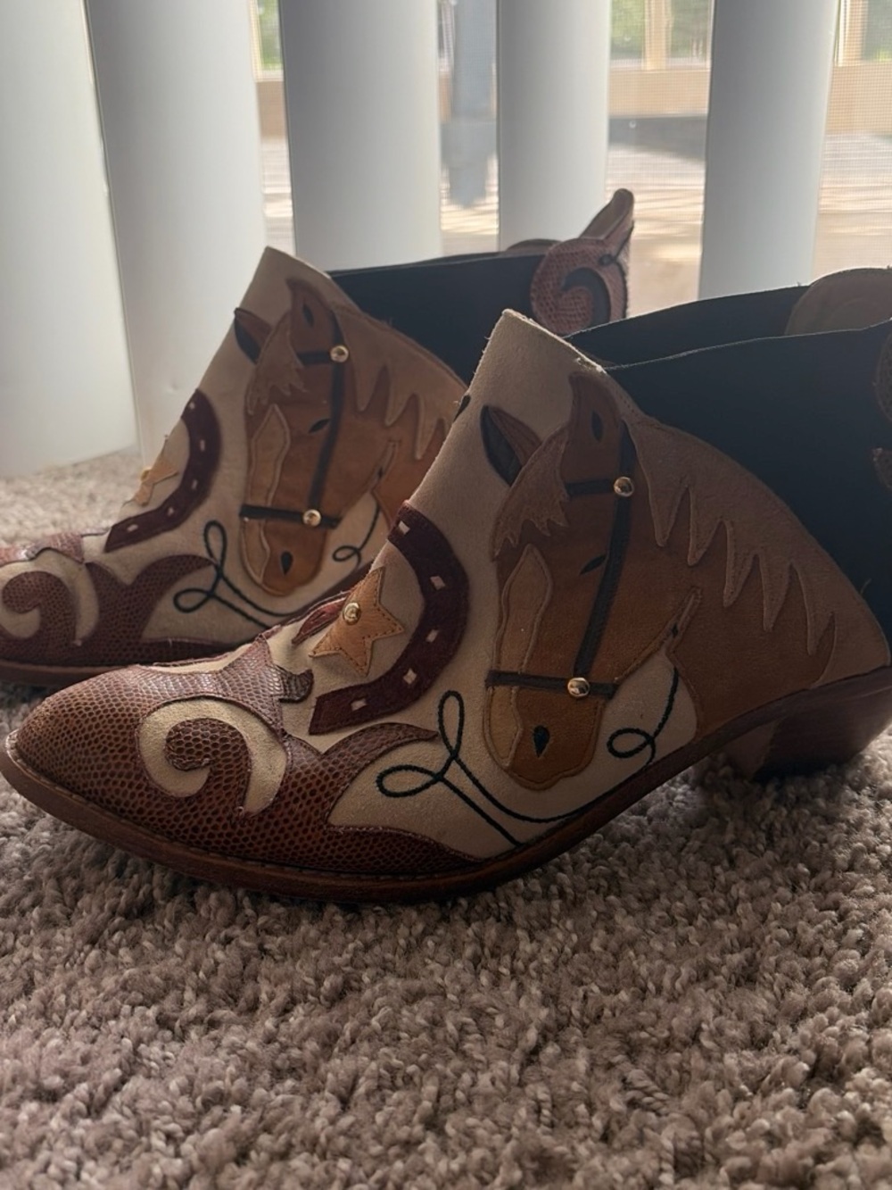 Vintage Zalo horse design Spanish leather boots 80s RARE
